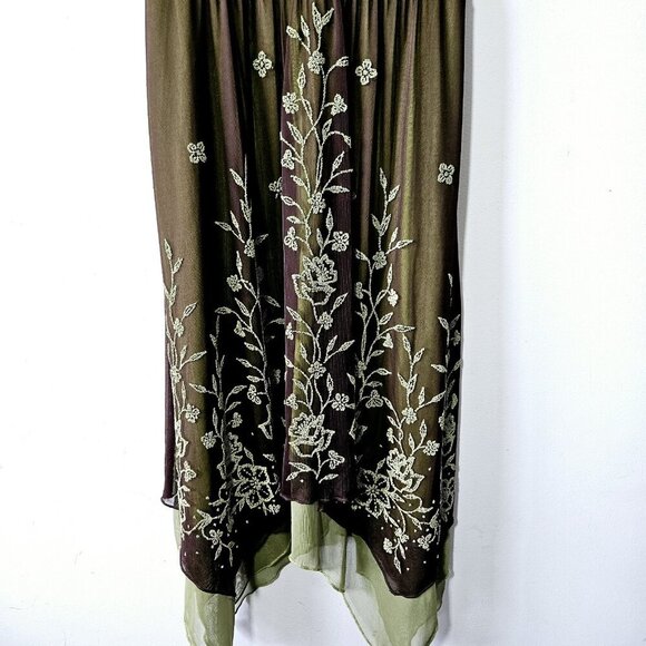 Vtg Mariposa Fairy Midi Dress Size M Green Sheer Layered Y2K Fairycore Whimsical - Picture 4 of 7